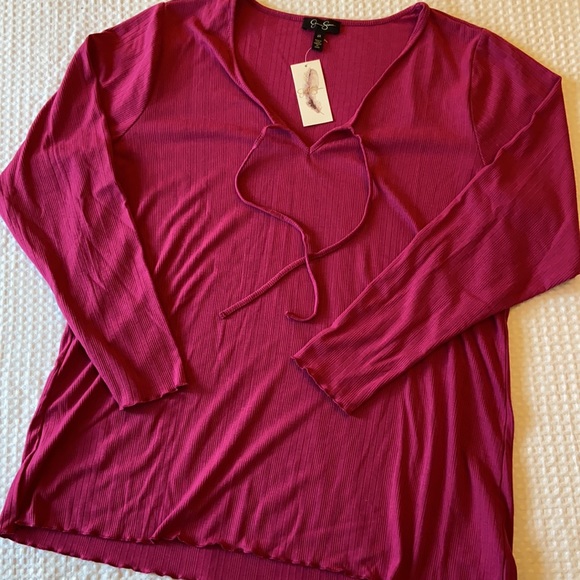 NEW! JESSICA SIMPSON “Esme” Fuchsia Peasant Blouse - Picture 4 of 15